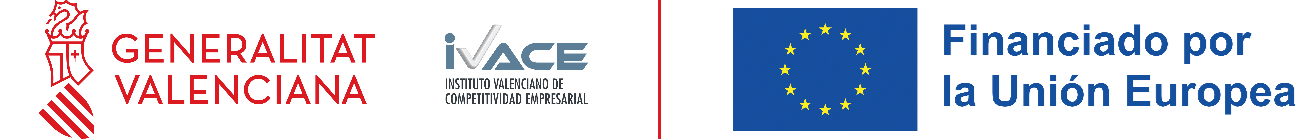 Logos de Generalitat Valenciana, IVACE y Unión Europea